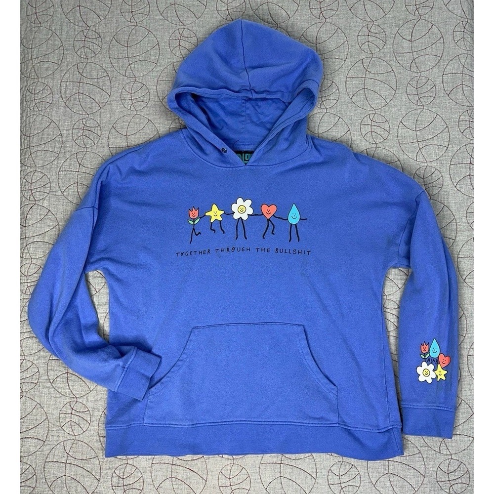 A.Lab Hoodie Blue Graphic Together Through The‎ Bullshit / Women's Large
